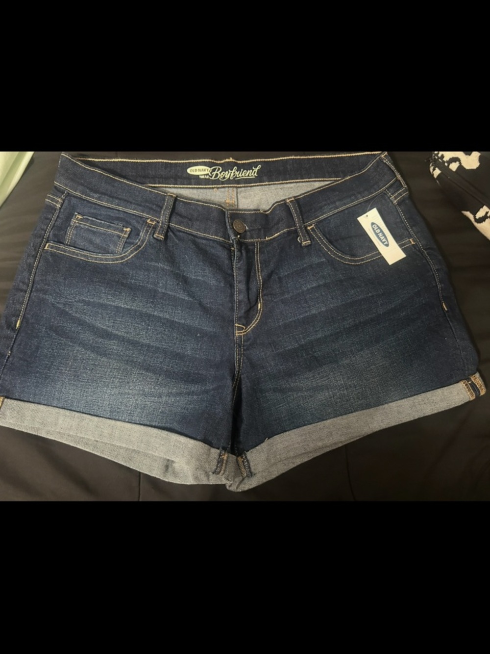 Old Navy Dark Blue Roll-Cuff Boyfriend Jean Shorts